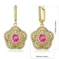 thumbnail image 3 of Gem Stone King 18K Yellow Gold Plated Silver Pink Mystic Topaz Flower Dangle Earrings for Women (5.64 Cttw, Gemstone Birthstone, Round 6MM), 3 of 3