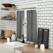 Mainstays 3-Piece Semi Sheer Rod Pocket Kitchen Window Tier Pair and Valance, 2 Café Curtains and 1 Curtain Valance, Gray, 54W x 36L