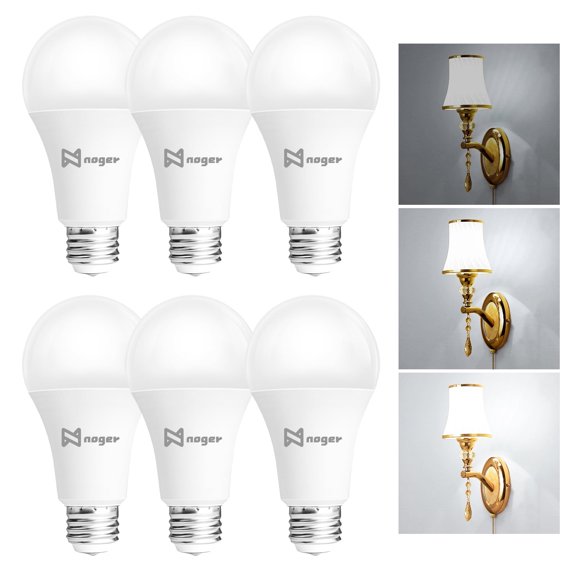 3 Way Light Bulbs 6 Pack, 30 70 100W Equivalent, 5000K Daylight, A19 3 Way E26 Light Bulbs for Reading, 500-1200-1600LM