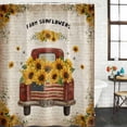 thumbnail image 2 of Vintage Sunflower Truck Shower Curtain, Waterproof Shower Curtains for Bathroom, Summer Botanical Pastoral Retro Art Washable Fabric Bathtub Curtain Set Bath Decor with 12 Hooks Standard 72"x72", 2 of 8