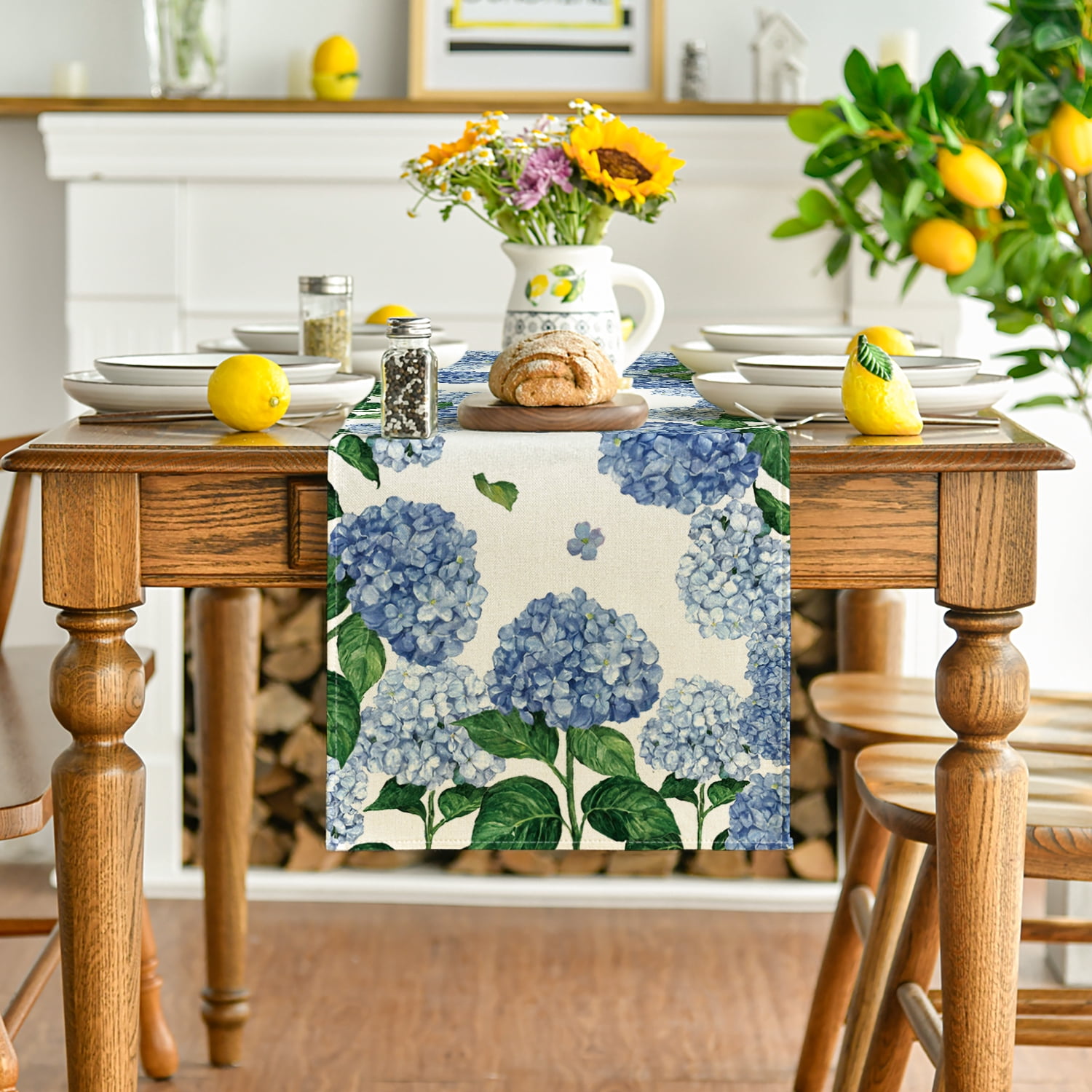 Sm:)e All Seasons Seasonal Decorative Set of 4 Table Runner for Dining Table 13 x 72 Inch, Spring, Summer, Autumn and Winter， Farmhouse Kitchen Dining Room Decoration