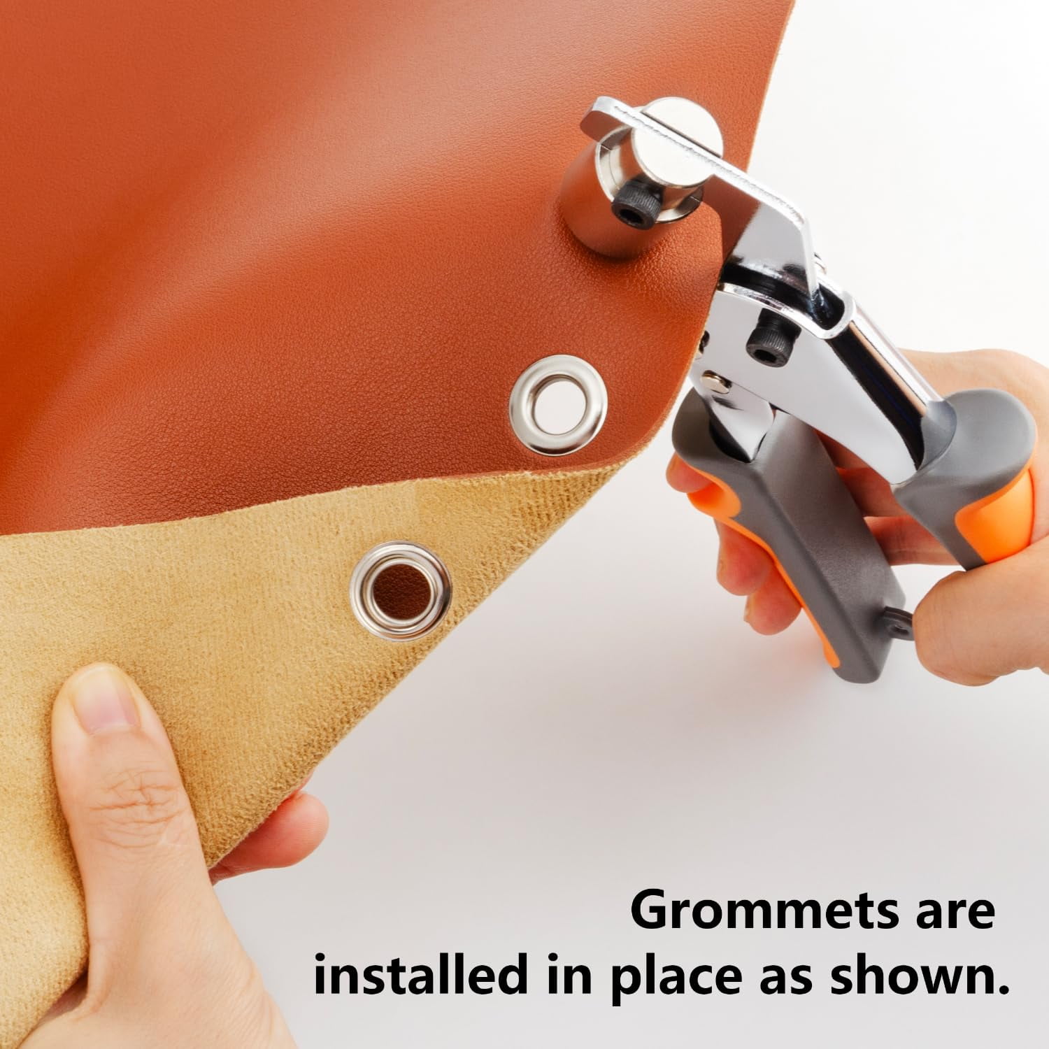 Grommet Tool Kit with Handheld Puncher, 500 Pcs 3/8 inch Heavy Duty Grommets Setting Kit for Tarp, Banner, Fabric, Leather, Canvas, Tent Repairs