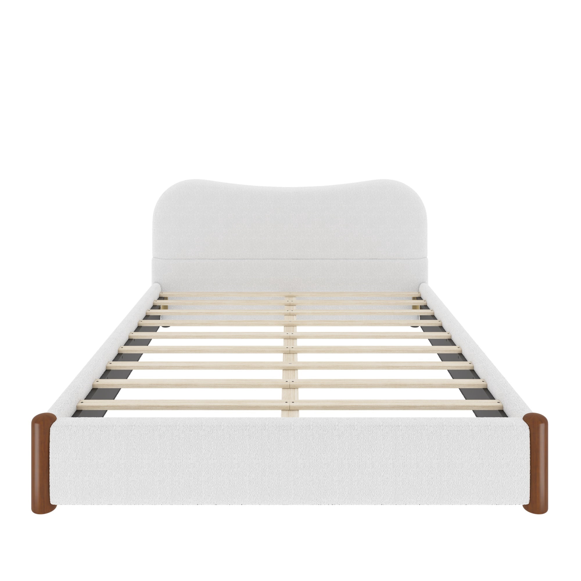 Euroco Upholstery Queen Size Platform Bed, White