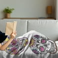 thumbnail image 3 of Skull Soft Flannel Fleece Throw Blanket, Colorful Ornate Mexican Sugar Shape Flower and Heart Pattern Calavera Humor, Cozy Plush for Indoor and Outdoor Use, 60" x 80", Multicolor, by Ambesonne, 3 of 5