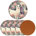 thumbnail image 2 of Alpaca Set of 6 Round Coasters, Microfiber Leather Drink Coasters for Cups, 4.3x4.3 Inch Table Coasters, Coaster Set for Home and Office, 2 of 6