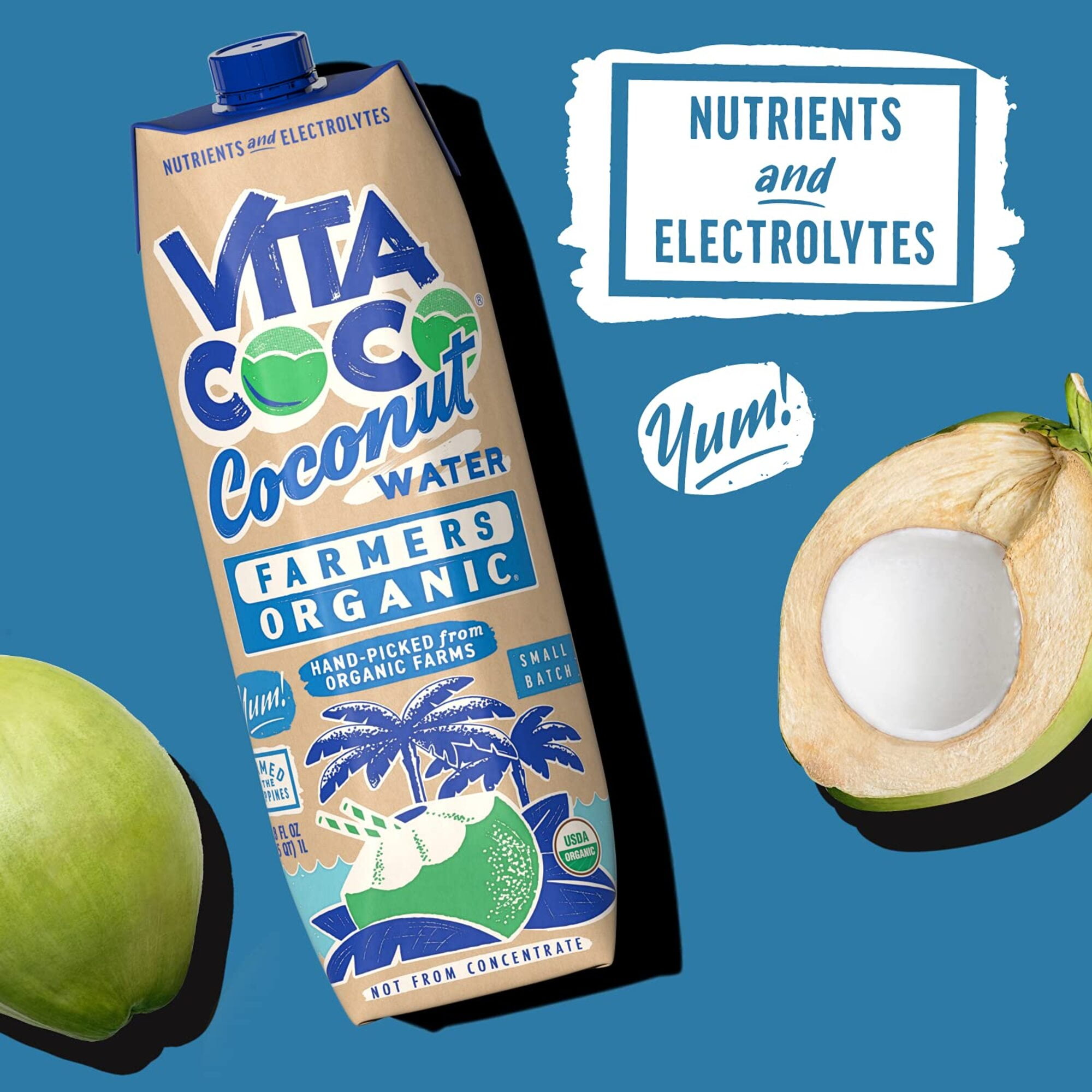 (3 pack) Vita Coco Farmers Organic Coconut Water, Nutrients and Electrolytes Rich, 33.8 fl oz