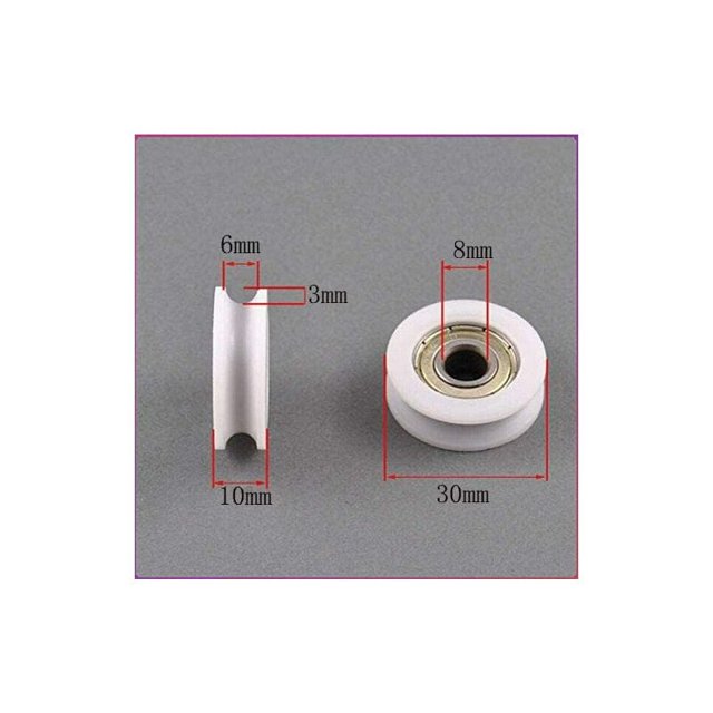10 Uds U plástico Nylon integrado 608 rodamientos rígidos de bolas 8*30*10mm polea guía Ouyan Rodamiento rígido de bolas 608