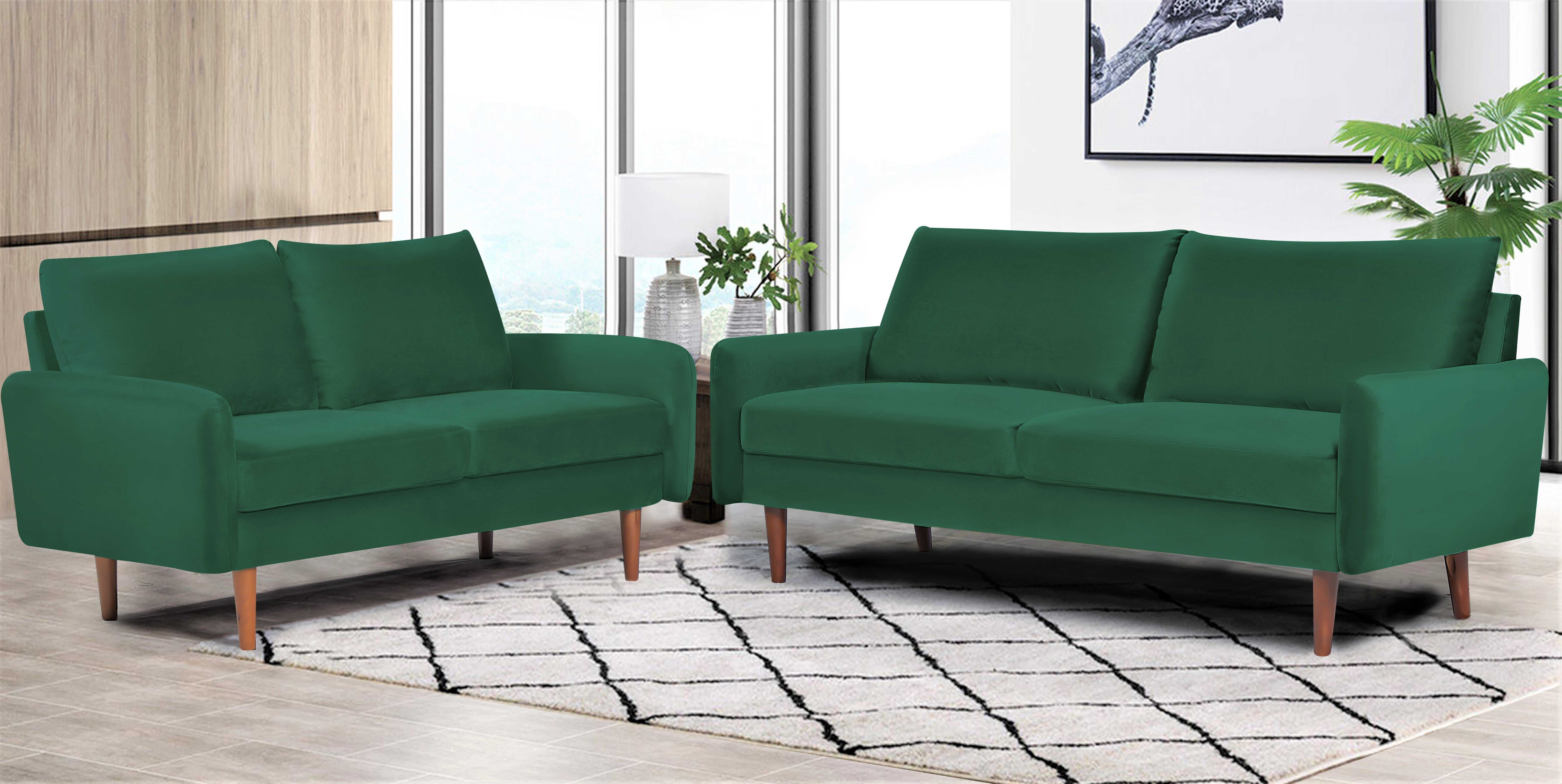 Uspridefurniture 2-Pcs Polyester Couch and Loveseat Set, Green