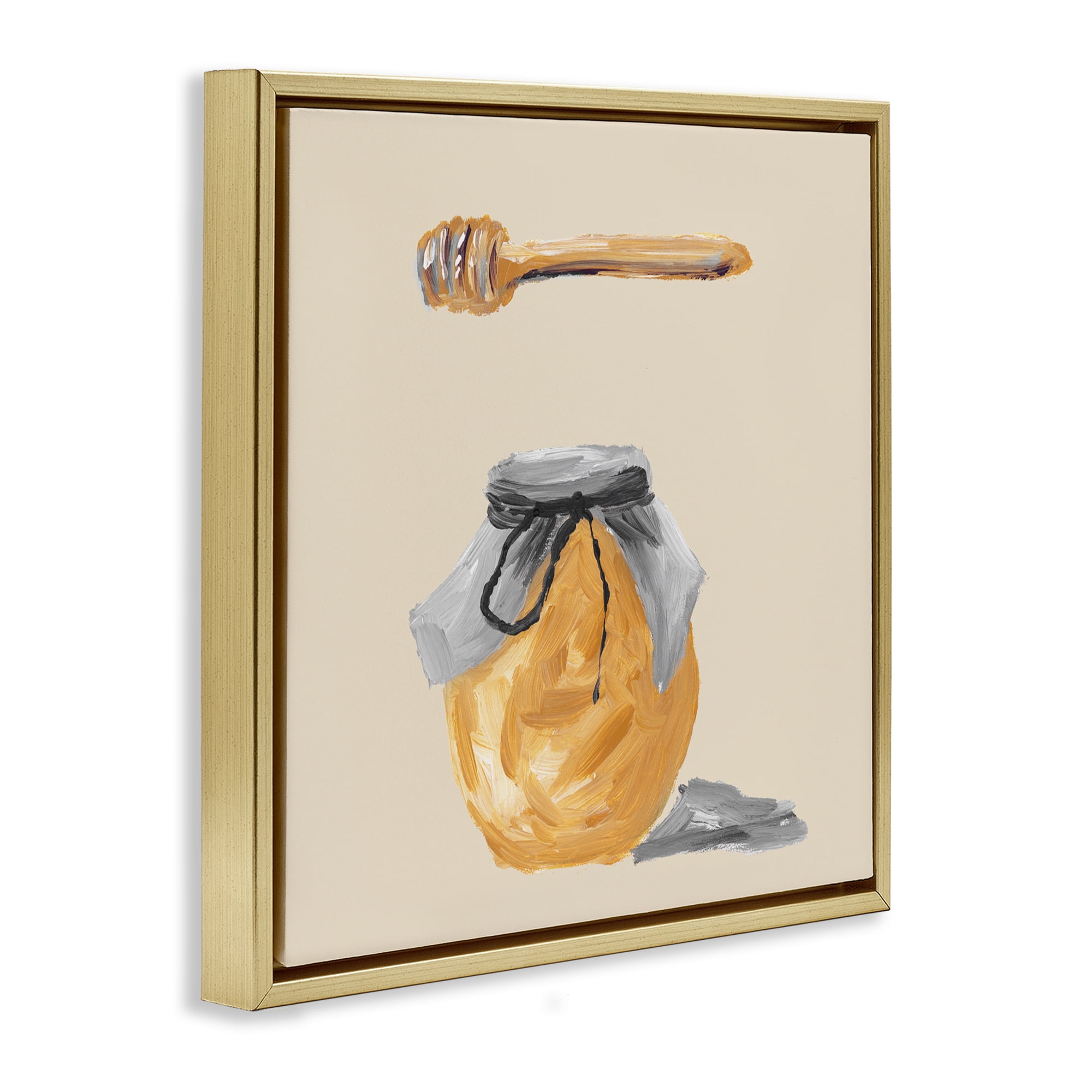 Stupell Industries Honey Jar over Tan Gold Framed Floater Canvas Wall Art, design by Lucille Price