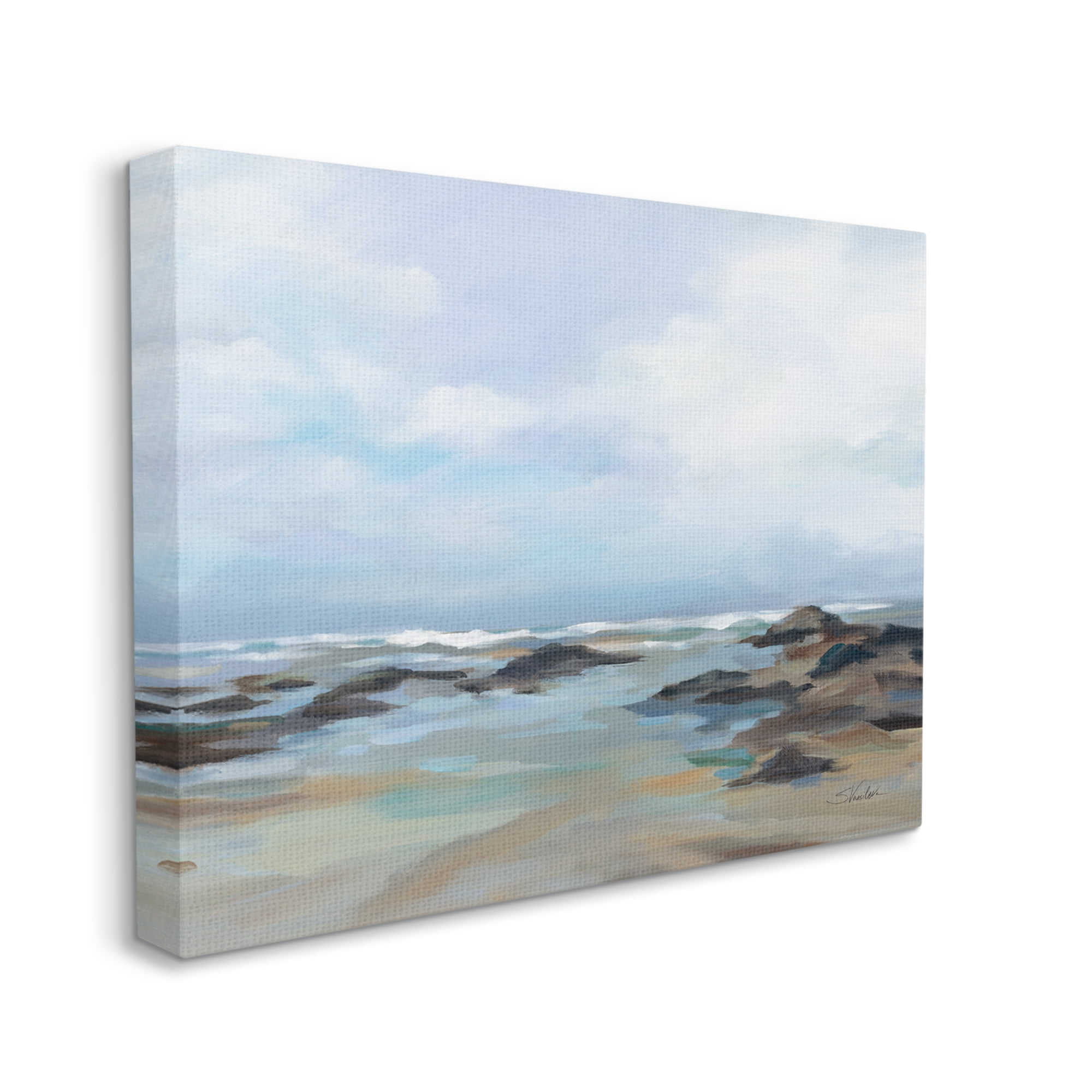 Stupell Industries Morning Beach Painting Nature Painting Gallery Wrapped Canvas Print Wall Art, 30 x 24