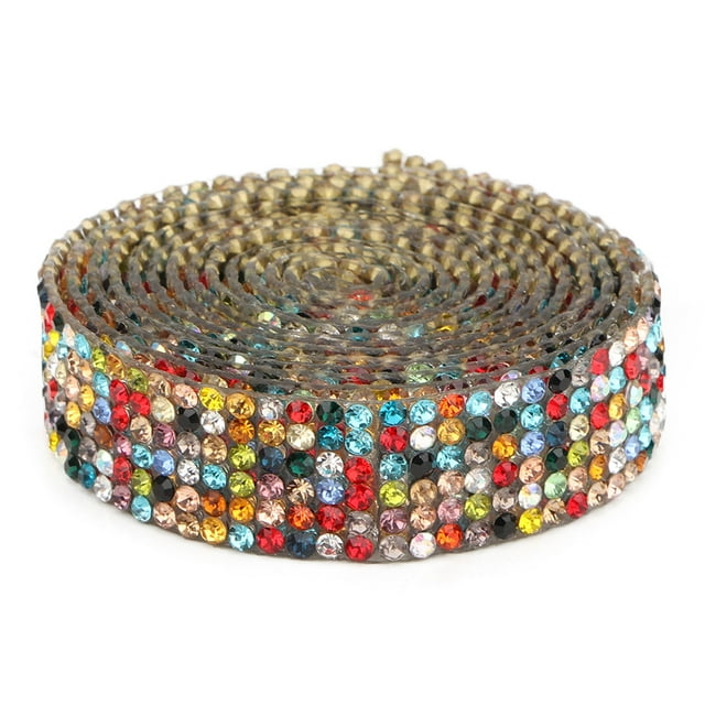 Banda de malla de cristal con diamantes de imitación Nikou 1 m 7 colores