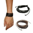 thumbnail image 2 of UDIYO Fashion Unisex Multi-layer Faux Leather Braided Rope Bracelet Bangle Wrist Gift, 2 of 5
