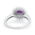 thumbnail image 4 of Halo Starburst Flower Wedding Ring Simulated Amethyst CZ 925 Sterling Silver Size 7, 4 of 5