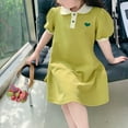 thumbnail image 5 of Girls' Dresses 3-4 Years Summer Lapel foreign Style Solid Color Casual Comfortable A Line Skirt Green Sundress, 5 of 5
