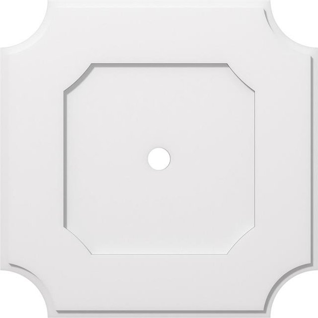 Ekena Millwork CMP28LE-02000 Médaillon de Plafond Contemporain de 28 Pouces x 2 Pouces ID Carré Locke Architectural Grade PVC