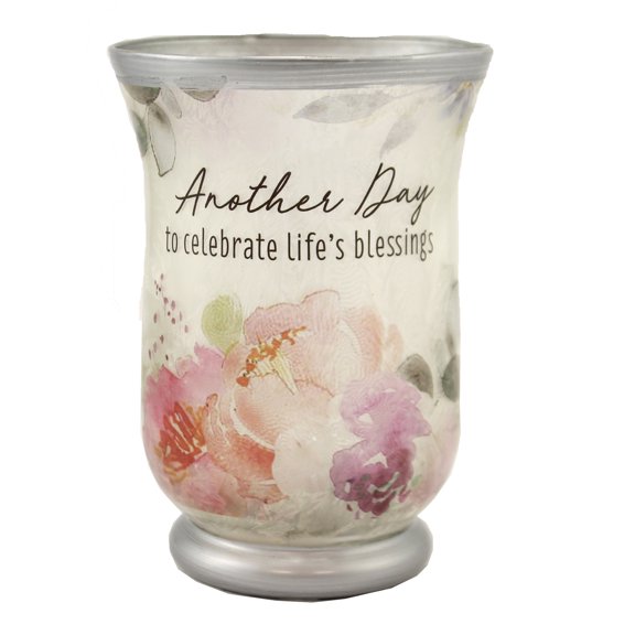 Home Decor Light Up Floral Jar Glass Led Battery Operated Er63654 Blessings