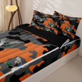 thumbnail image 3 of Homewish Wild Mallard Duck Zipper Full Size Comforter Sets with Fitted Sheet and 2 Pillowcases,Rustic Black Orange Camo Zipper Bedding Set,Black Reversible,4-Piece, 3 of 7