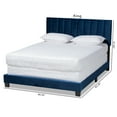 thumbnail image 3 of Clare Glam and Luxe Navy Blue Velvet Fabric Upholstered King Size Panel Bed, 3 of 10