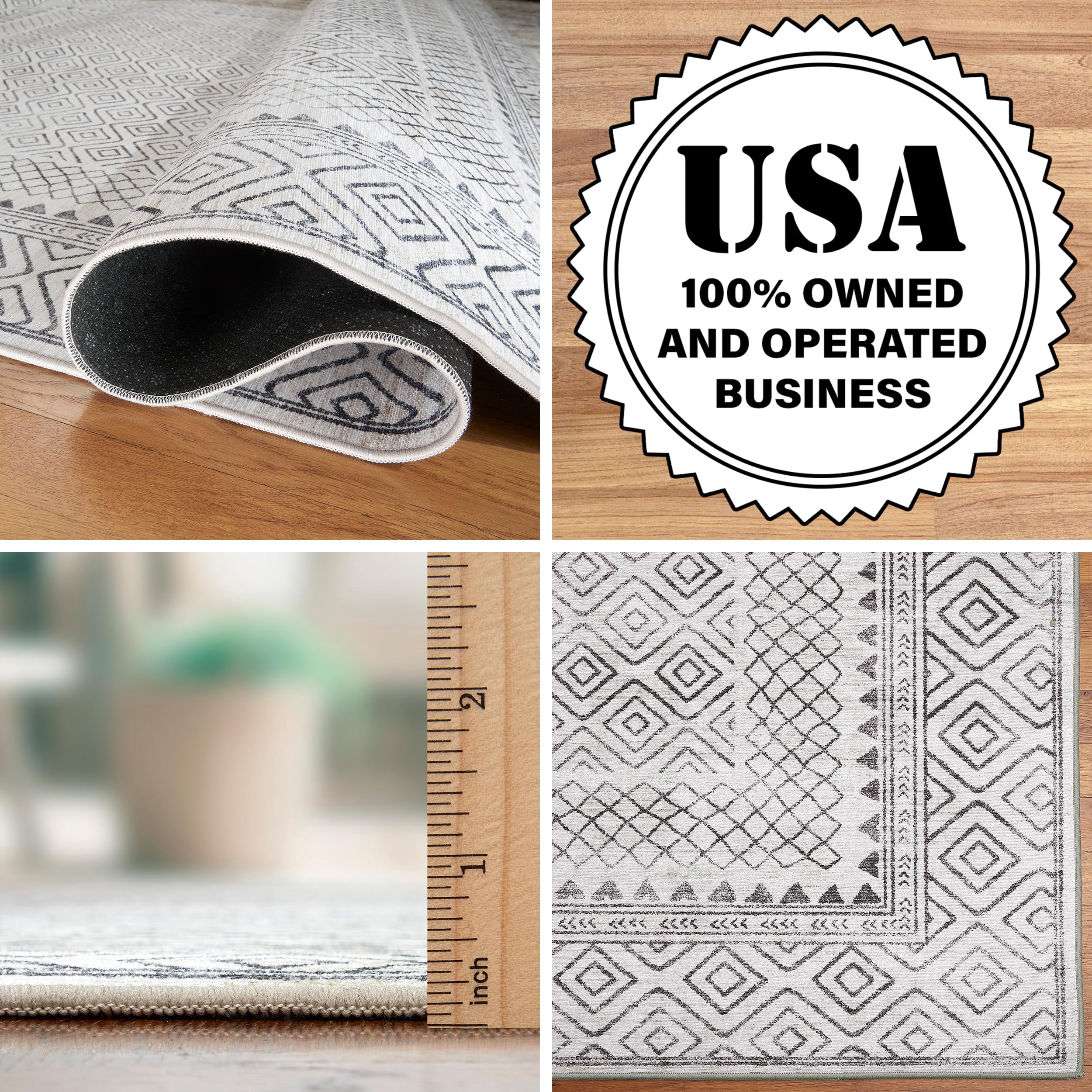 ReaLife Machine Washable Area Rug Runner - Living Room Bedroom Bathroom Kitchen Entryway Office - Padded Low Pile Stain Resistant Premium - Boho Farmhouse Vintage - Aria - Ivory 2'6" x 6'