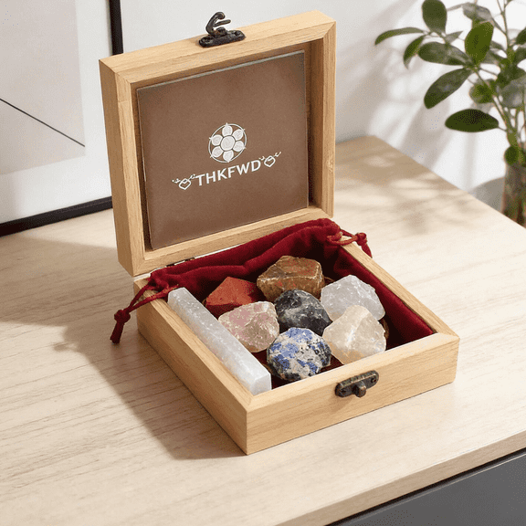 7 chakra natural crystal and healing stone set, arsenite charging plate and guide, spiritual meditation yoga set suitable for beginners, women's birthday gift