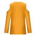 thumbnail image 4 of Scyoekwg Women Tops Dressy Casual Fall Shirts Loose Pullover Tops Trendy Comfy Clothes for Women Solid Color V-Neck Off Shoulder Tops Long Sleeve Womens Clothes(Yellow,XL), 4 of 5