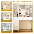 thumbnail image 2 of Ataucjin Makeup Vanity Desk,Vanity Desk with LED Lighted Mirror & Power Outlet,3 Lighting Modes, Brightness Adjustable,Vanity Desk with Acrylic Tabletop & Drawers and Cabinets, 2 of 8