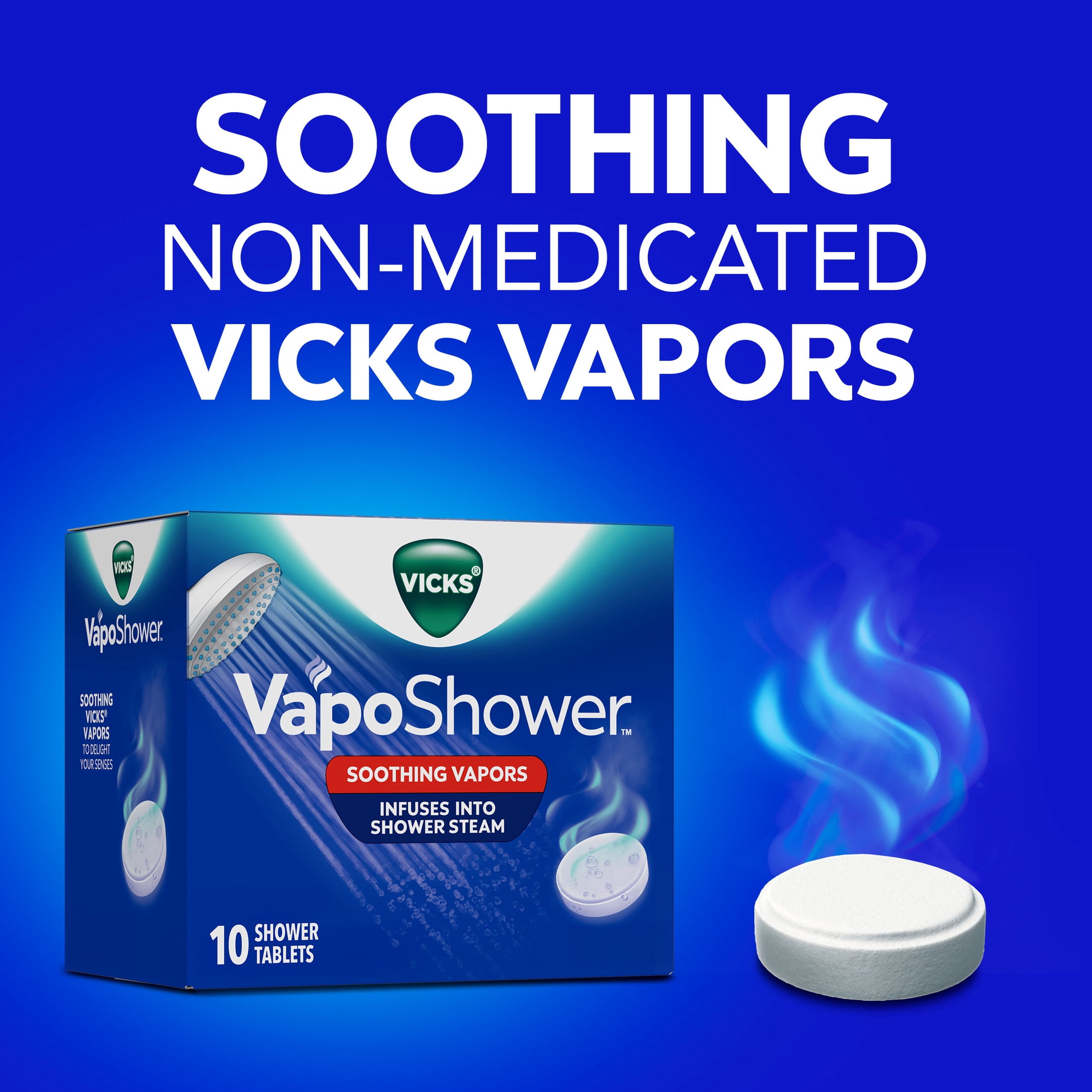 Vicks VapoShower, Non-Medicated Eucalyptus, Menthol Shower Steamer Tablets, 10 count