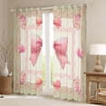 thumbnail image 2 of Homewish Princess Pink Bow-tie Black Out Curtains, Hippie Boho Damask Flower Curtains Pack of 2 (42x63 Each), Vintage French Style Bedroom Curtains, Window Curtains Bedroom Decor, 2 of 6