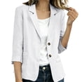thumbnail image 2 of Warop Fall Cotton Linen Blazer for Women Solid Color Long Sleeve Business Casual Work Jackets with Pocket, 2 of 9