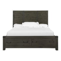 Bowery Hill Farmhouse Metal Gray Queen Panel Bed with Storage