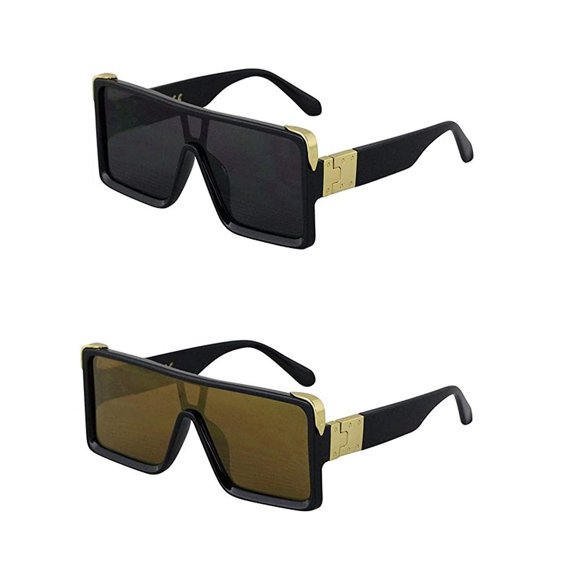 Oversized Big Thick Flat Top Shield Square Sunglasses