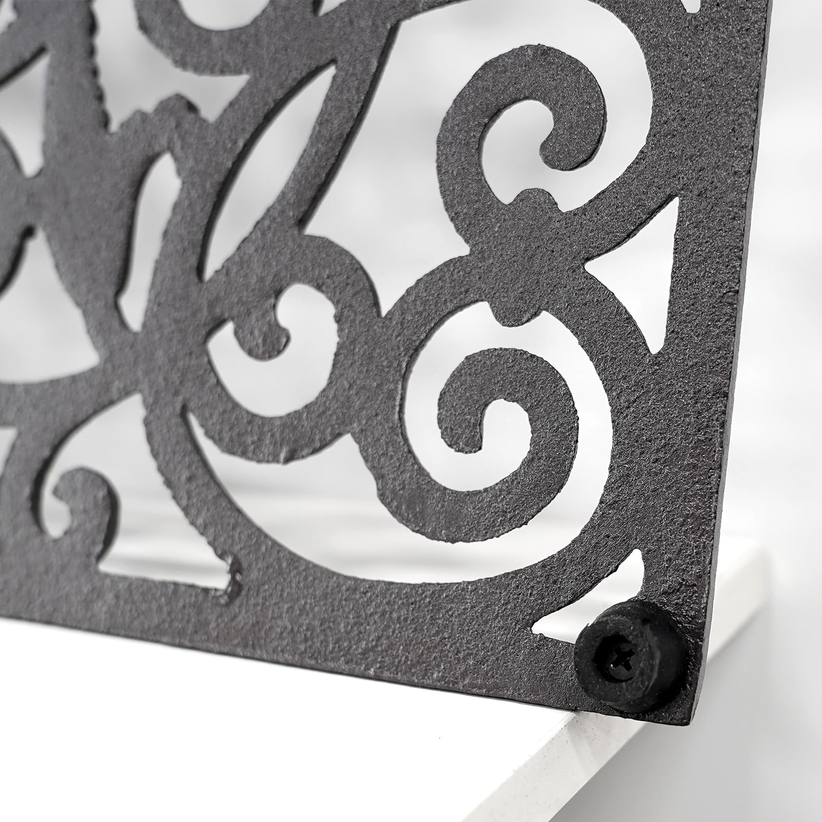 SINDA Front Door Mat Cast Iron Doormat Heavy Duty Non-Slip Stain and Dirt Resistant Front Doormat Outdoor (Black, 24" L x 14" W, Magic Cloud)