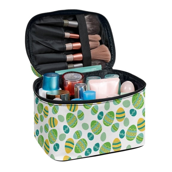 HELLHERO Easter Egg Pattern Polyester Makeup Beauty Bag with Slip-in Pockets Durable 8.86 x 6.5 x 5.9 Inches Makeup Cosmetic Bag with Large Capacity Light Gifts