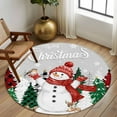 thumbnail image 2 of Round Rugs 8 Ft, Grey Snowman Christmas Non Slip Area Rugs for Kitchen Bedroom Entryway, Xmas Tree Snowflake Elk Winter Washable Carpet Runner Rug Floor Mats for Bedroom Home Decor, 2 of 9