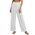 thumbnail image 2 of SeekIslam Women's Solid Color Business Pants Casual Wide Leg High Waist Casual Pants | Lightweight and Breathable, Wide Elastic Belt, 2 of 5