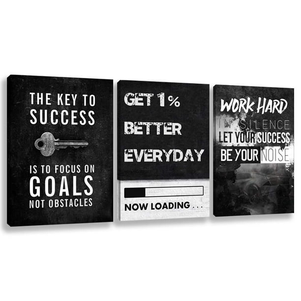 Póster de lienzo motivacional para decoración de pared con cita de éxito, 30 x 40 cm x 3