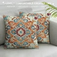 thumbnail image 3 of Shiartex Orange Blue Ethnic Boho Pillow Covers Bohemian Carpet Vintage Rust Coral Floral Decorative Pillow Cases with Zipper Home Decor for Living Room Bedroom Bed Cushion Outdoor 18x18in, 3 of 5