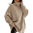 thumbnail image 3 of Autumn Winter Women's Casual Loose Knit Top Turtleneck Oversized Bat Sleeves Thick Pullover, 3 of 5