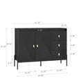 thumbnail image 6 of Oufan Buffets & Sideboards, Fluted Sideboard Cabinet, 2 Door 3 Drawer Design, with Led Lights,Black Sideboard - Elegant Cabinet Ideal for Dining Room and Kitchen Storage,Black, 6 of 9