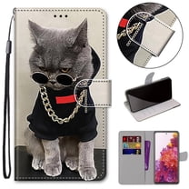 For Samsung Galaxy Note 20 Ultra Case, Magnetic PU Leather Phone Case With Hand Rope Strap Cute Pattern Painted Flip Credit/ ID Card Wallet Slots,Kickstand , Cool Cat