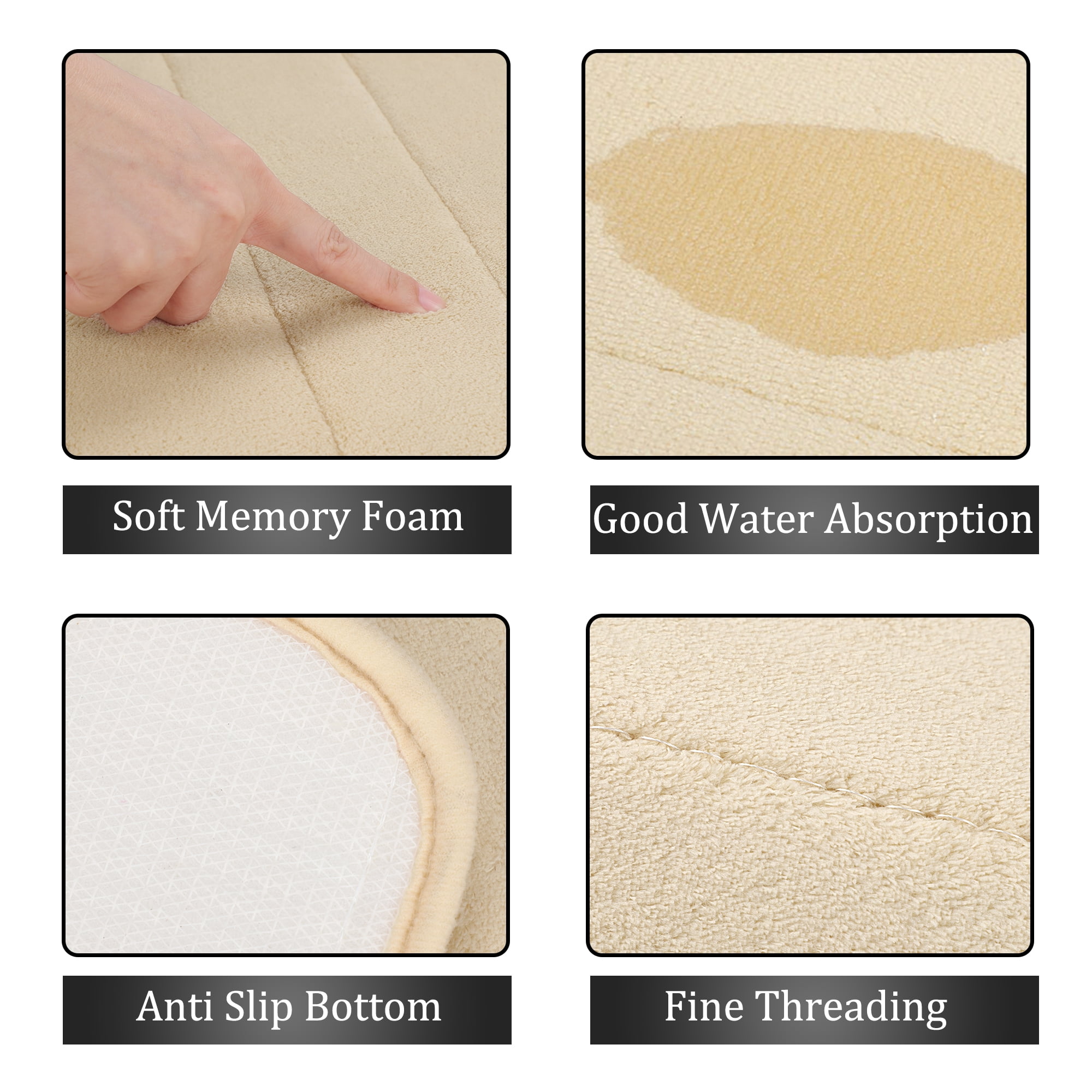 Unique Bargains Anti-slip Memory Foam Bath Floor Mat Area Runner Rug Beige 24"x63"