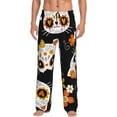 thumbnail image 1 of Fotbe Cat Skulls and Flowers Pantalones de Pijama para Hombre, Pantalones de Dormir, Pantalones de Casa con Cintura Ajustable y Bolsillos-Medium, 1 of 6