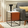 thumbnail image 2 of SAFAVIEH Eugenia Modern Style Side Table, White/Brown/Black (22 in. W x 13.8 in. D x 19.7 in. H), 2 of 12