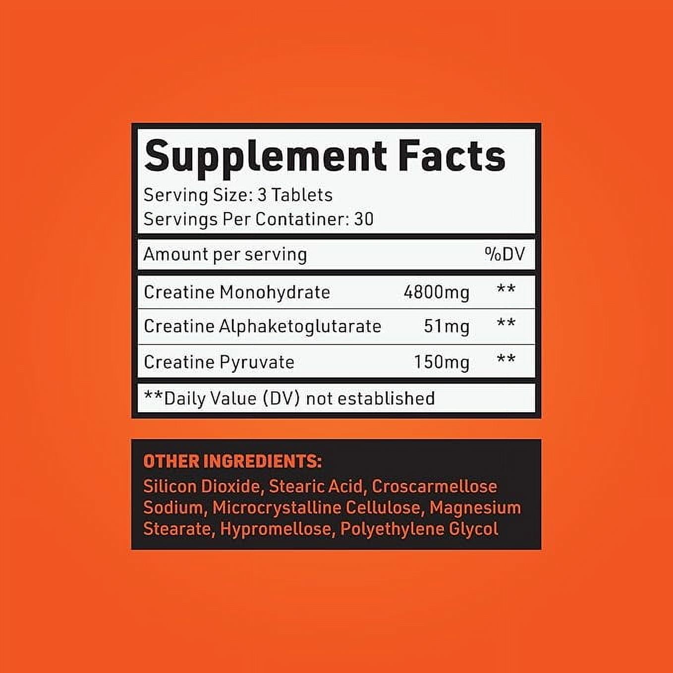 Crazy Muscle Creatine Monohydrate Pills, Premium 3 Type 5g Creatine Pills, Pre/PostWorkout & Keto Energy Builder, Easy to Take Three-Atine for Optimum Performance Men Women, 90 Tablets