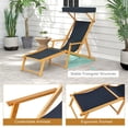 thumbnail image 3 of YYAo Birch Wood Chaise Lounge Chair Foldable Beach Chair with Adjustable Canopy-Navy, 3 of 9