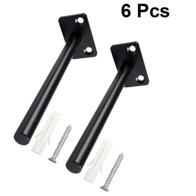 WEUVEB 6Pcs Wall-mounted Shelf Hardware -rolled Steel Study Decor 5.9X1.9In