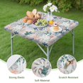 thumbnail image 4 of Pioneer Flower Floral Print Pattern Square Fitted Tablecloth with Elastic Edge,Square Table Cover,Washable Elastic Table Cover for Home Kitchen Party Decor 34"x34", 4 of 6