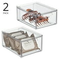 thumbnail image 2 of mDesign Plastic Stackable Bathroom Storage Organizer with Drawer, 2 Pack, Clear, 2 of 9