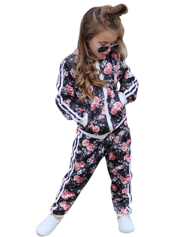 US Baby Girl Tracksuit 2PCS Toddler Kid Outfits Clothes Mesh Top Pants Trousers 