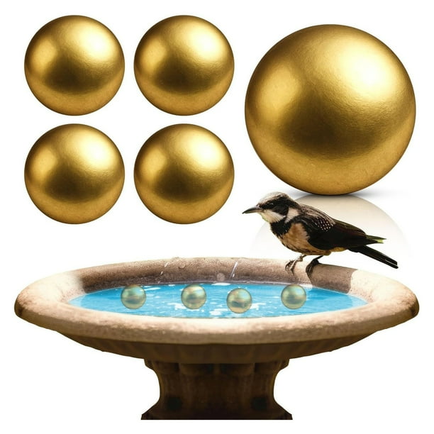 Methold 5 bolas de latón para baño de pájaros, disco de baño, purificador de bolas, placa de cobre reforzada con liberación de Cu 2 para Juguetes para pájaros